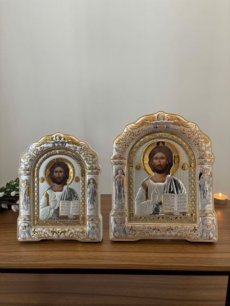 Вінчальна пара ікон під склом "Спаситель та Казанська Божа Матір"  AS5/001/002/GB фото