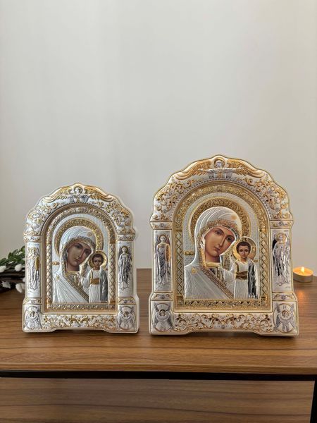 Вінчальна пара ікон під склом "Спаситель та Казанська Божа Матір"  AS5/001/002/GB фото