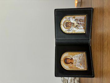 Кишенькова ікона "Святий Миколай Чудотворець та Ангел Охоронець" K-003/007G фото