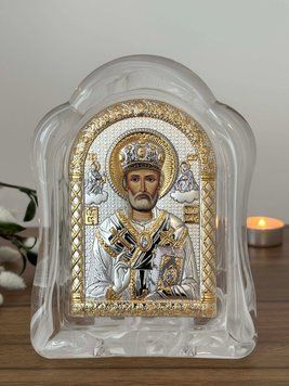 Ікона "Святий Миколай Чудотворець" в муранському склі MSA-2/003G/B фото